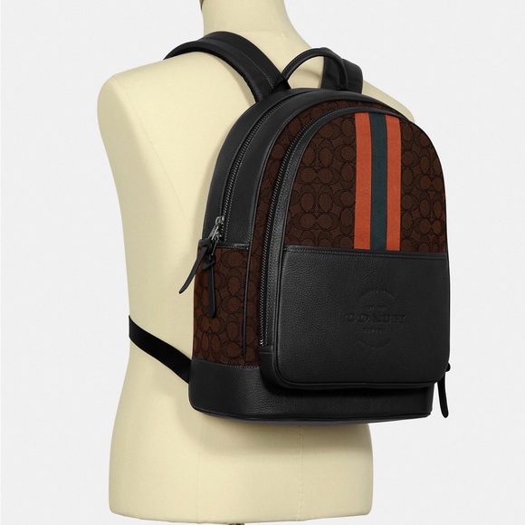 Coach Thompson Backpack In Signature Jacquard With Varsity Stripe - Picture 1 of 7